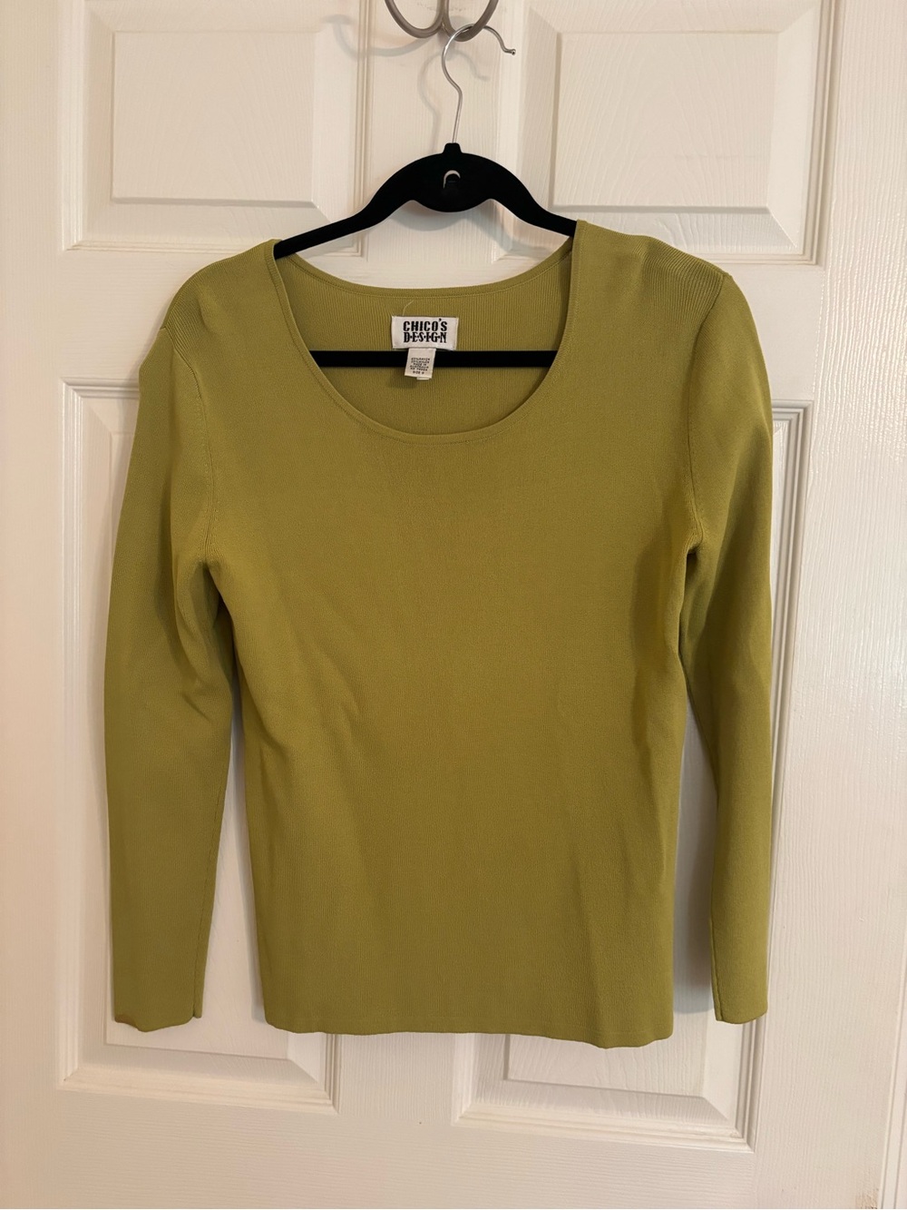Chico's Olive Green Long-Sleeve Scoop Neck Top